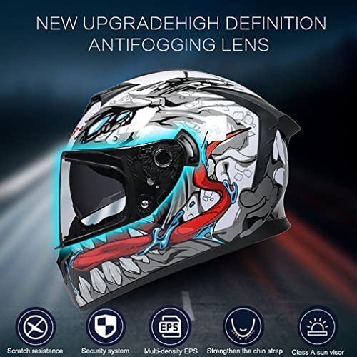 Fbite Bluetooth Integrated Dot Approved Motorcycle Helmet, Moto Full Face Helmet Anti-Fog Double Visor Bluetooth Helmet, Motorbike Bike Helmet Built-In Mp3 Integrated For Adults Men Women #TOP1