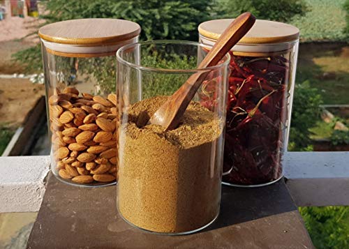 Image of Pure Source India Premium 1 Litre Clear 6 Pcs Glass Jar with Gold Lug Cap | Airtight Food Storage Jar for Honey, Jam, Pickles, Spices & Preserves