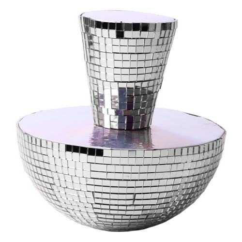 Bola espejada en forma de hongo para decoración de mesa, efectos visuales fascinantes, construcción duradera de plástico, para fiestas, hogar, escenario o bares (plata) miniatura 4