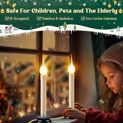 Enhon-2-Pack-Rustic-Country-Candle-Lights-with-Replacement-Silicone-Bulb-C7-06W-Electric-LED-Christmas-Window-Candles-Plug-in-UL-Certification-Warm-White-Candlestick-Lamp-5-FT-Cord-OnOff-Switch Enhon 2 Pack Rustic Country Candle Lights with Replacement Silicone Bulb C7 06W Electric LED Christmas Window Candles Plug in UL Certification Warm White Candlestick Lamp 5 FT Cord OnOff Switch