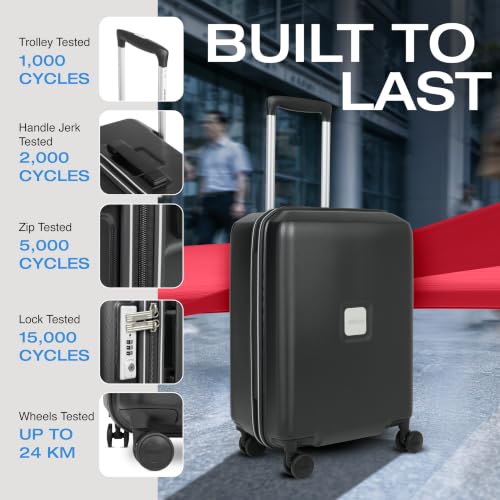 Image of American Tourister Zenrix | Cabin Trolley Bag (55 cm) | 360 8 Wheel Travel Luggage | Hard Case Polycarbonate Suitcase | Recessed TSA Lock | Black & White