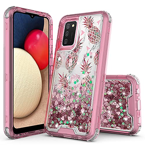Coque Samsung Galaxy A52 paillettes liquide flottant ananas marbre
