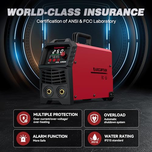 Image of ARCCAPTAIN 250A Stick Welder, 230V Arc Welder Machine with 10PCS Rods, MMA /Lift TIG Welding Machine with Synergic Control, IGBT Inverter, Hot Start, Arc force, and Anti-Stick, Portable Welder ARC250