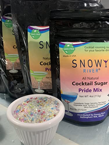 Snowy River Pride Mix Cocktail Sugar - Kosher Rainbow Cocktail Rimmer And Coffee Rimmer (4 Ounce Bag) #TOP2