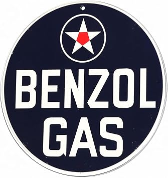 Vintage Gas Sign Reproduction Vintage Metal Signs Round Metal Tin Sign For Garage And Home 8 Inch Diameter Benzol Gas