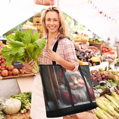 Santa Claus Cute Large Insulated Tote Bag for Grocery Shopping Reusable Tote Bags for Women Men, Cooler Bag with Zippered Top & Handles for Beach Picnic Travel2