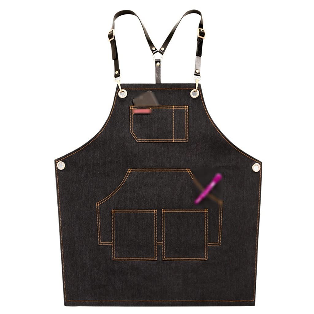 Server Aprons Barista Apron Cocina cocina delantal ajustable babero delantal cocinar delantal restaurante chef delantal hombres y mujeres amplia delantal Kitchen Aprons Chefs Appron (Color : Black)
