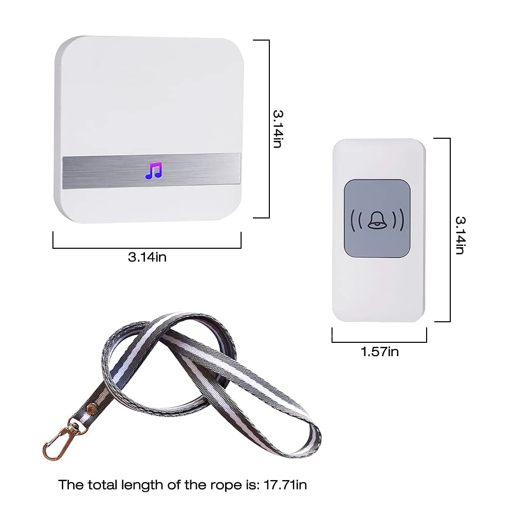 Botón de Llamada Emergencia/Smart Sistema Inalámbrico de Llamada para Ancianos,Emergencia Timbre Inalámbrico Botón de Llamada y Receptor para Mujeres Embarazadas,Pacientes,Ancianos