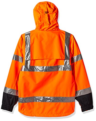 Image of Tingley Standard Icon High Visibility Jacket With Attached Hood, Fluorescent Orange-red /Black, Small