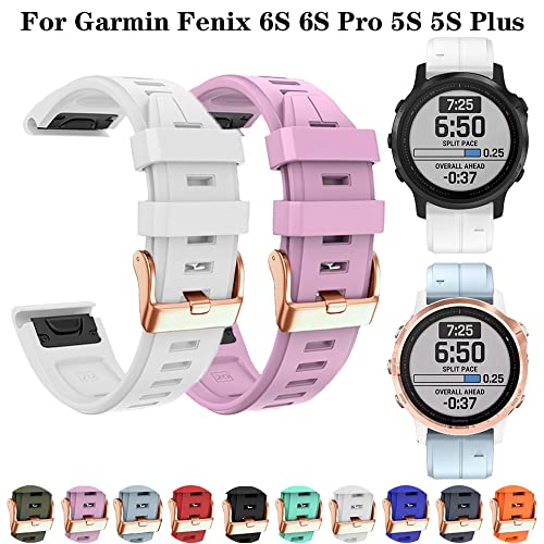 Correa de reloj de 20 mm con hebilla de oro rosa para Garmin Fenix 5S Plus sofisticada 2