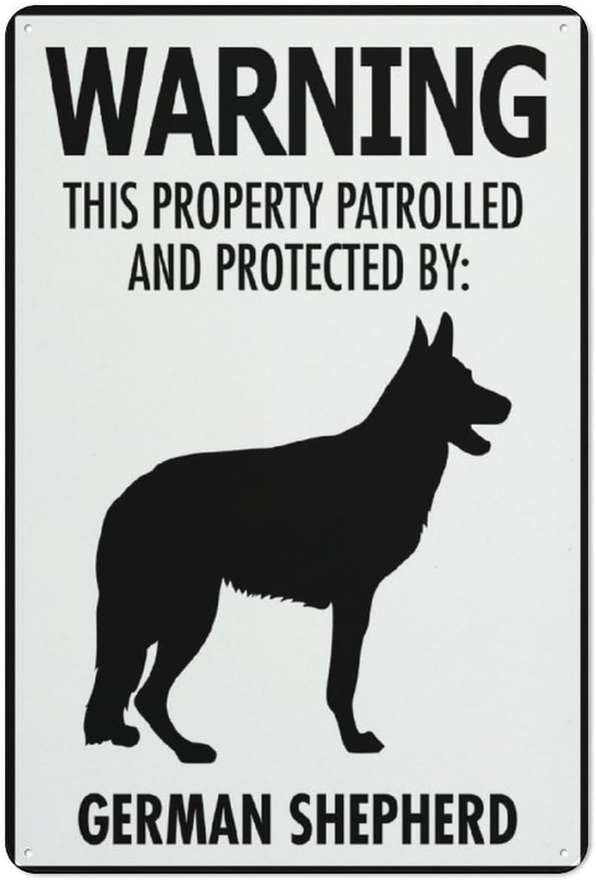 Bdeyfg Colour3 Warning This Property Patrolled And Protected By German Shepherd Easy Mounting Warning Metal Sign Tin Signs Aluminum Plaque For Outdoors Use Yard Farm Fence Home Wall Decor 8X12 Inch