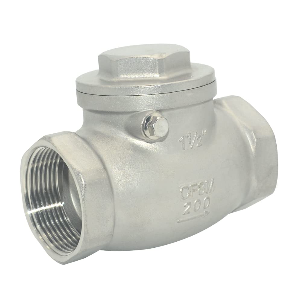 Zawór zwrotny 1-1/5.1 cm ze stali nierdzewnej SS316, gwint wewnętrzny NPT x żeński, WOG 200 PSI PN16 CF8M