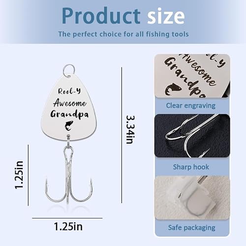 Grandpa Fathers Day Birthday Gifts for Papa Granddad Granddaddy Fish Lover Gift for Grandpa Papa Fishing Gifts for Men Grandfather Retirement Presents for Papaw Pawpaw Funny Gag Gift Fishing Lures