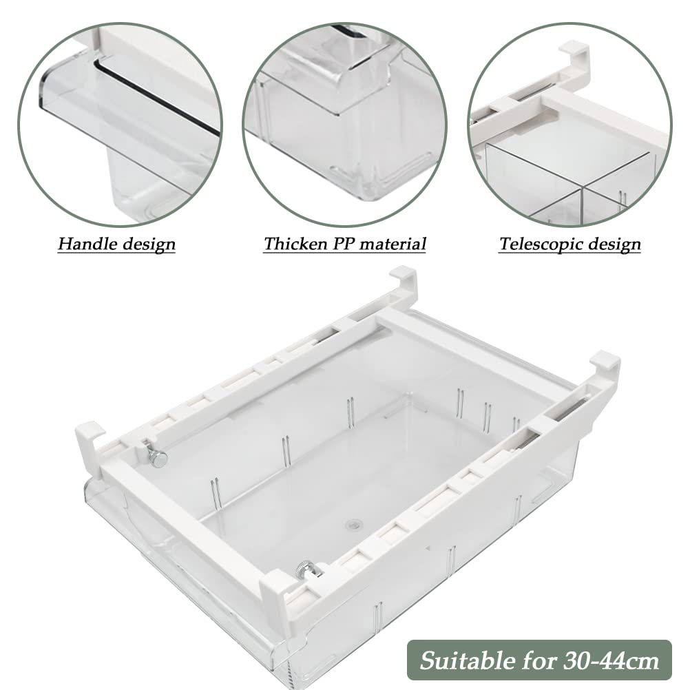 OctBird Tiroir pour Frigo Grand 2Pcs Boîte de Rangement Frigo Tiroir Coulissant Transparent 30,5x20x9,5cm Bacs de Rangement pour Réfrigérateur Transparent Organisateur de Réfrigérateur Coulissant