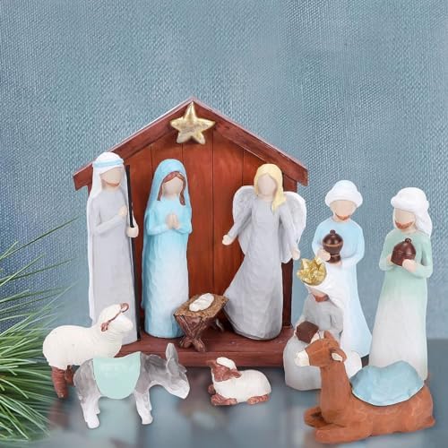 Alupssuc Weihnachtskrippe Set – Handbemalte Krippenfiguren Für Die Innen Deko, Weiß