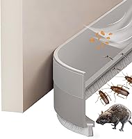 Vista 7 de Tope de puerta con cepillo que reduce el ruido, bloqueador de brisa de goma de 39 pulgadas, tapones ajustables para debajo de la puerta