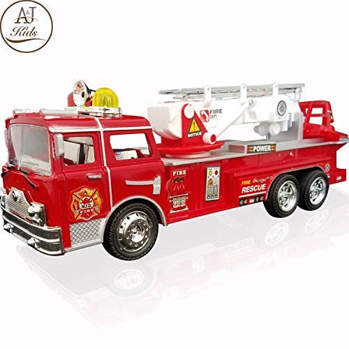 Toys - Battery Operated Fire Truck Toys for Kids - Bump & Go Rescue Car with Realistic Siren Sounds - Great Fire Engine Toy Car for Girls and Boys (Age 3+)