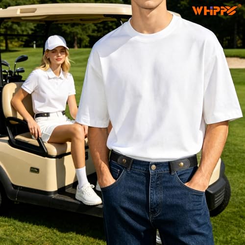 Image of No Buckle Stretch No Show Belt for Men 1.38 inches Wide, Buckless Invisible Elastic Belt for Jeans Pants by WHIPPY
