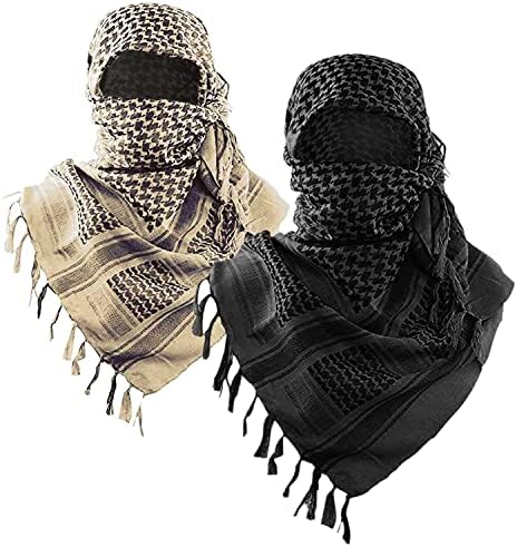 Luxns Military Shemagh Tactical Desert Scarf / 100% Cotton Keffiyeh Scarf Wrap for Men And Women