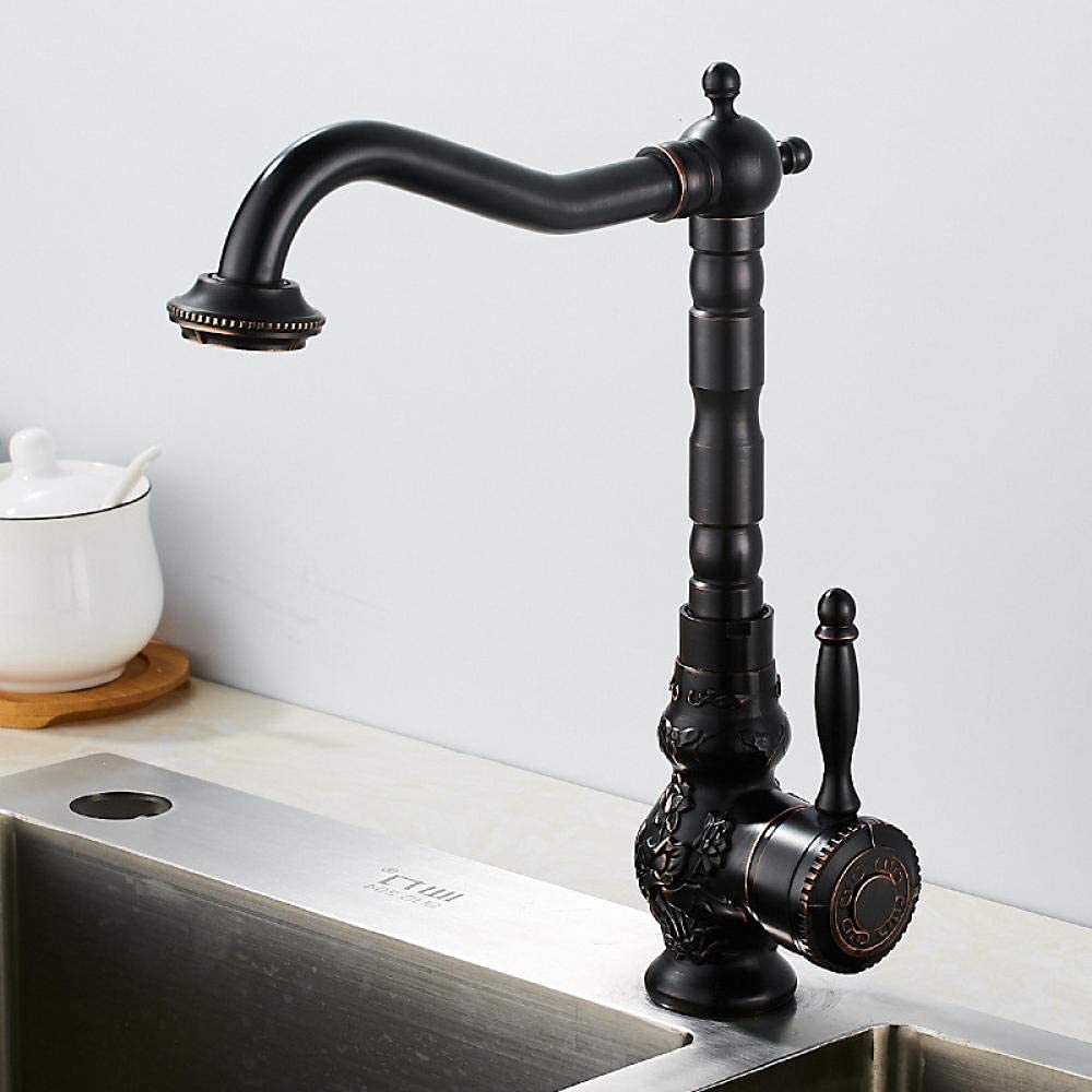 OIFAODAO Water tap, Bathroom Basin Faucet Brass Kitchen Sink Mixer Tap Double Use Hot Cold Brushed