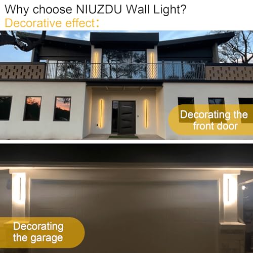 Image of Exterior Wall Lights for House - 2pack 47.3inch Long Strip Modern Outdoor Light Wall Fixture Sconce, Outside Garage Exterior Lights, Black Wall Mount Lighting for Porch Corridor, Garage