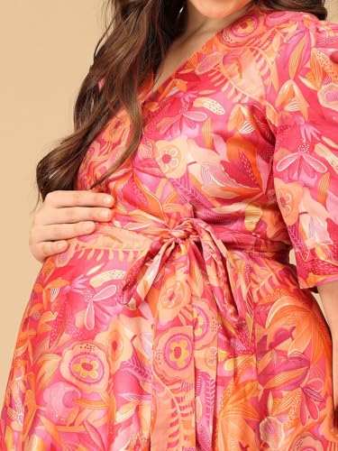 Image of The Mom Store Maternity and Nursing Wrap Dress for New Mom | Pre and Post Pregnancy Wear for Womens | Trendy Stylish Printed Friendly Dresses for Women | Comfortable