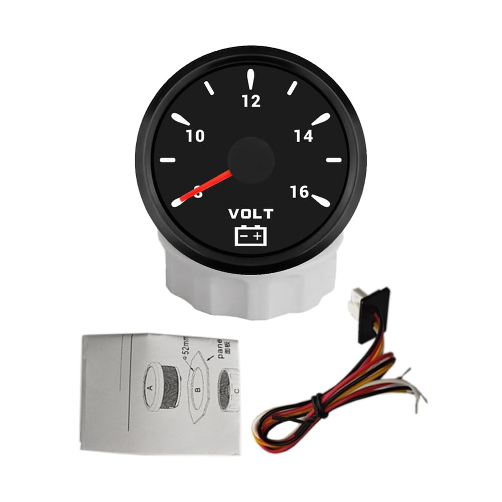 ELING Voltmetro da 52 mm 12 V per navi yacht con retroilluminazione a 7 colori