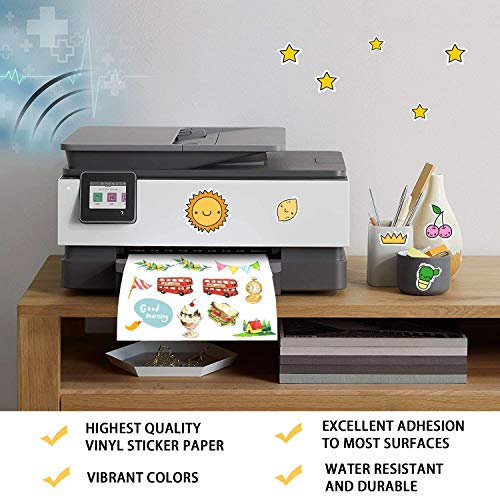 image for Weliu Printable Vinyl Sticker Paper for Inkjet Printer - Glossy White 