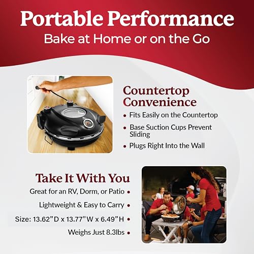 image for PIEZANO 12 Inch Electric Indoor Pizza Oven Heats up to 800˚F - Pizza 