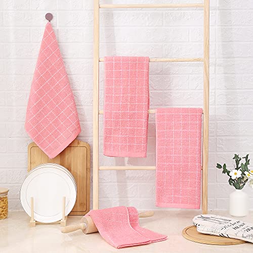 Image of Homaxy 100% Cotton Terry Kitchen Towels, 4 Pack, Pink