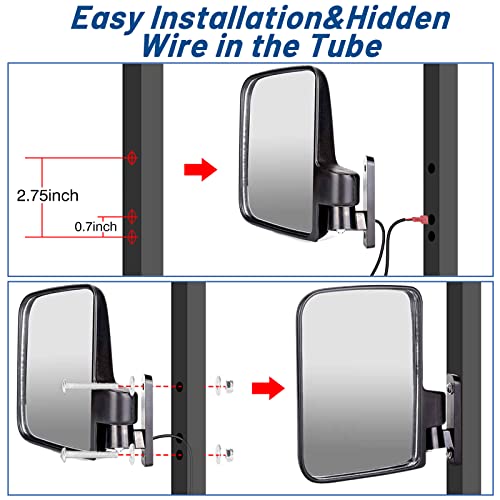 Golf Cart Side Mirrors With Led Turn Signal Light Golf Cart Rear View Mirrors For Club Car Ezgo Yamaha Side Mirrors Golf Cart #TOP5