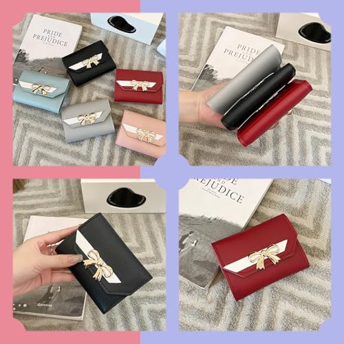 Wallets Wallets for Women, Snap-Button Women's Wallet PU Leather Card Holder Trifold Ladies Wallets with Multiple Card Slots, ID Window& Cash Compartment for Women of All Ages (Black)4