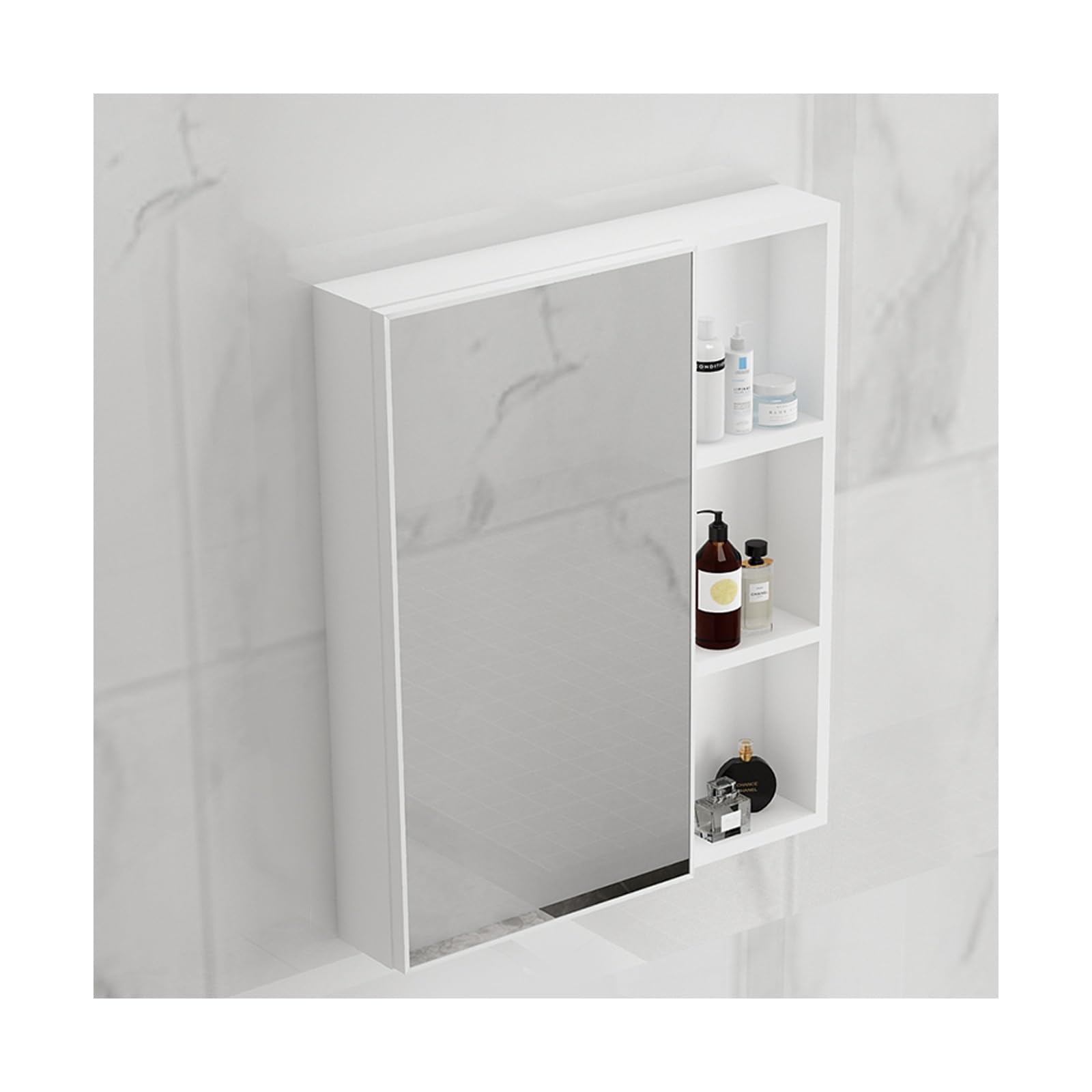 BKSXSOP Wall-Mounted Mirror Cabinet, Double-Layer Storage for Bathroom, Black, Ideal Toiletries & Medications, Stylish and Space-Saving Design.