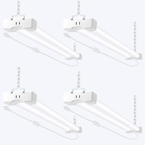 Splendidlled Luz LED enlazable de garaje de 4 pies, tubo de luz LED con cable de alimentación, 110-220 V CA, equivalente a 40 vatios de eficiencia
