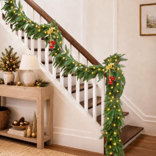 5.9FT Realistic Cedar Garland with Lights, Artificial Pine Garland - image 4