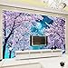 Mural tapeta 3D niebieskie niebo kwiat wiśni drzewo kwiaty tkanina ścienna krajobraz salon-250 cm (dł.) x 180 cm (wys.)
