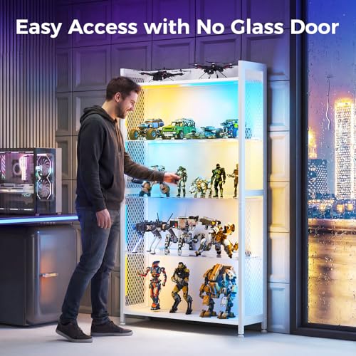 Image of AODK 2-Pack Display Cabinet with RGB LED Lights & Glass Shelf
