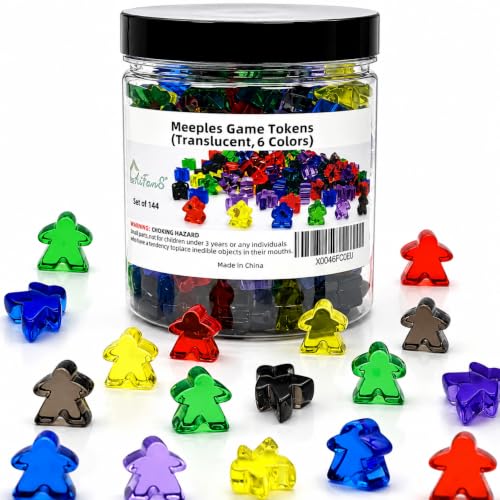 AiFanS Meeples Game Tokens 144 Pieces 6 Colors Translucent Game Pieces
