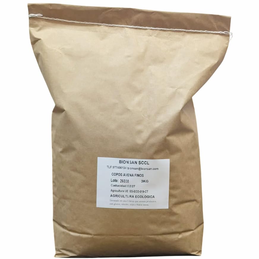 Copos de Avena Finos a Granel Bio Bionsan 3 kg | Avena integral ecológica para porridge, muesli, galletas y panes caseros | Desayunos y meriendas saludables sin azúcares añadidos