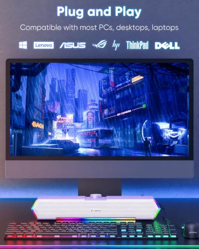 Image of LENRUE G11 Computer Speakers for Desktop, Touch Lights PC Speakers with Surge Clear Sound, USB C /USB Powered, AUX Audio for Computer Desktop PC Laptop Desk (Purple)