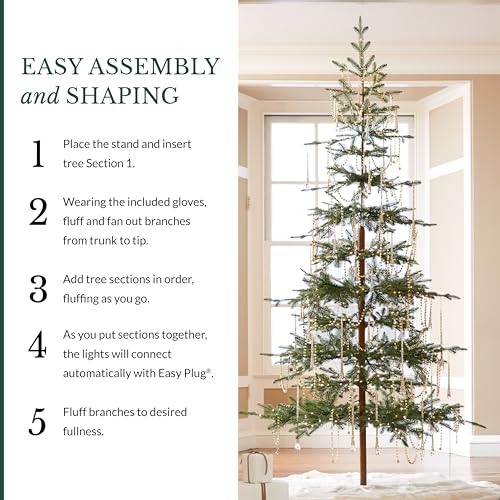 Image of Balsam Hill 7.5ft Pre-Lit Alpine Balsam Fir - Sparse Artificial Christmas Tree with 450 Clear LED Fairy Lights, Pre-Fluffed Memory Wire Branches & Easy Plug Technology for Grand Spaces