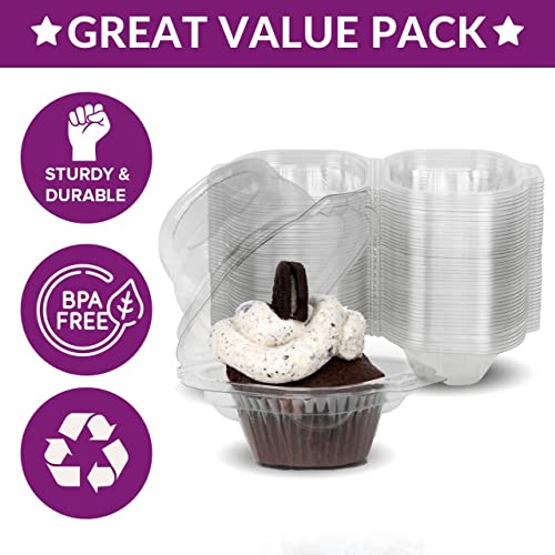True 7 - [75 Pcs] Individual Cupcake Containers Disposable Clear Plastic Cupcake Holders With Airtight Deep Dome Lid Stackable Single Cupcake Boxes For Home Baking Party Wedding, Cake Shop #TOP2