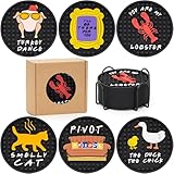 Friends TV Show Merchandise, Silicone Drink Coasters Set with Holder, Coffee/Beer Table, Furniture and Tabletop Protection, Home/Kitchen/Friends Decor, Set of 6, Black