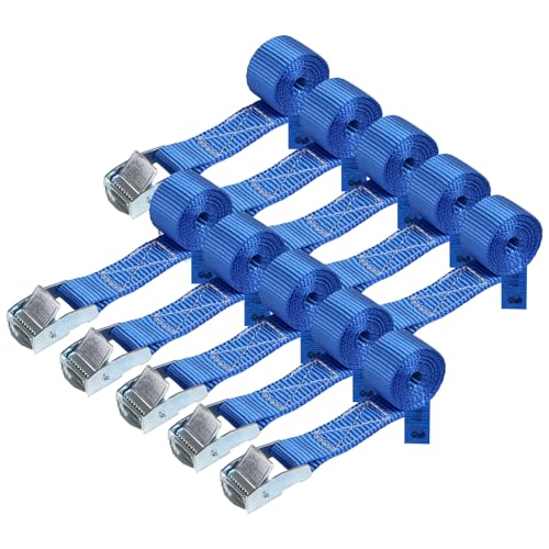 Cinghia di fissaggio Cinghie di tensione - blu - 2,5m 4m 6m - diverse quantità, sicura del carico resistenza fino a 250 kg DIN EN 12195-2, 10 pezzi 2.5 cm x 1 m