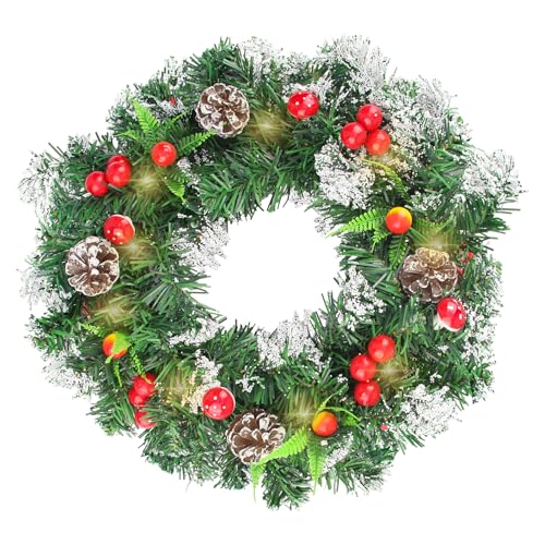 Vaskula Weihnachtskranz 40 cm Künstlicher Weihnachtskranz mit Beeren...