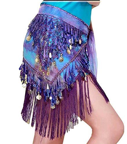 LaoZanA Ceinture Danse Orientale Femme Belly Danse Ventre Orientale Hanche Costume Professionnel mit Sequins One Size Violet Bleu Cover