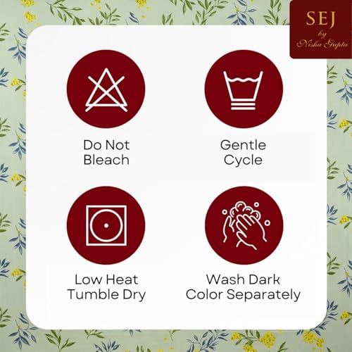 Image of SEJ by Nisha Gupta Bedsheet for Double Bed with Pillow Cover | 300 Tc Cotton Feel Microfibre Floral Printed Soft Bed Sheet & Wrinkle Free | Perfect for Home Decor | Size 230 X 240 Cm Green