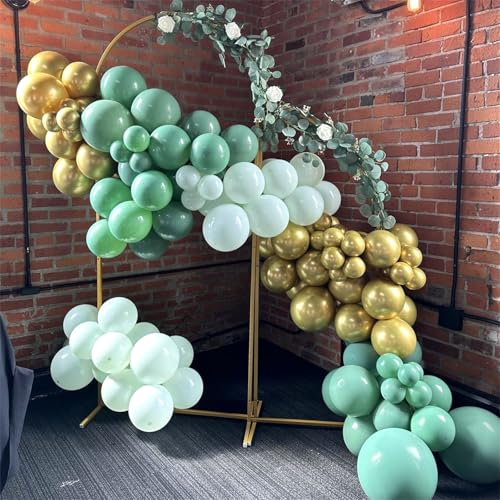 Image of Sage Green Balloons Set, 60Pcs 12 Inch Olive Macaron Pastel Green Balloons with Metallic Confetti Gold Jungle Latex Balloon for Birthday Party Woodland Safari Baby Bridal Shower Decorations Supplies