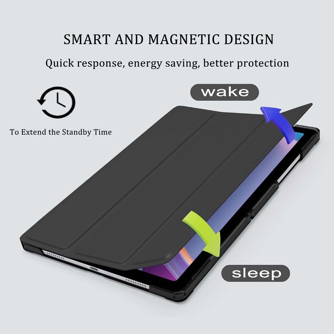 ProElite Smart Flip Case Cover for Samsung Galaxy Tab A8 10.5" SM-X200/ SM-X205/ SM-X207 Translucent Back with Stylus Pen, Black — Amazon image 2
