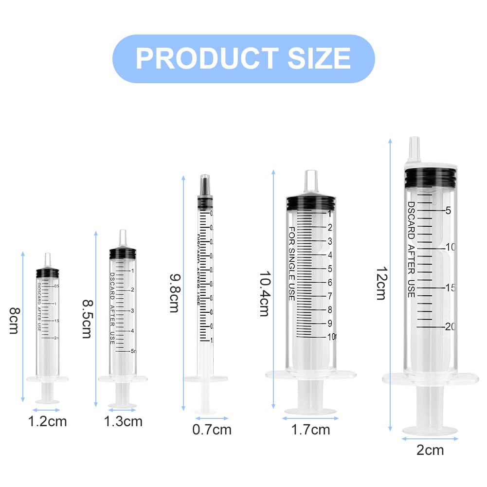OFFCUP Juego de Jeringas con Aguja 1/2/5/10/20ml Punta Roma 5pcs para Uso Industrial